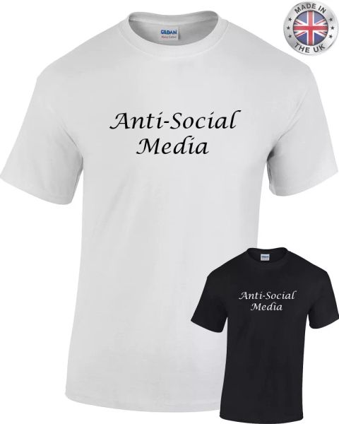 

antisocial media camiseta hombre mujer facebook twitter blog fb moderno, White;black