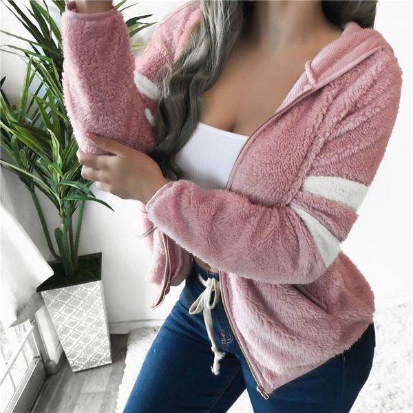 

women's jackets autumn winter casual plain women long sleeve hooded fleece coats and elegant ladies cardigans outwear streetwear, Black;brown