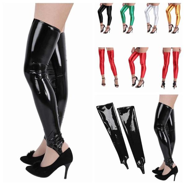 

socks & hosiery fashion women tights stockings wetlook shiny stocking clubwear stretchy footless thigh-high costumes, Black;white