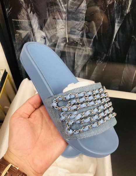 

sandals fashion women's casual summer metal chain beach slippers shoes female flip flops sandal c65533, Black