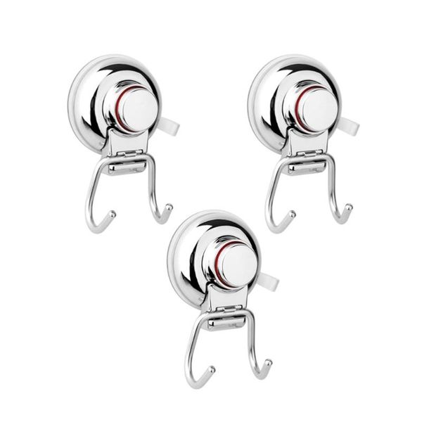 

hooks & rails 3pcs seamless super strong double no-drilling suction cup robe hook vaccum system stainless steel for bathroom kitch