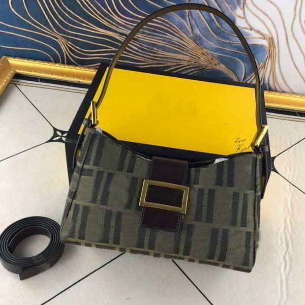 

underarm bag handbag purse women wallets fashion canvas full letter hardware buckle removable shoulder strap interior zipper