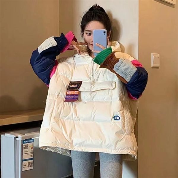 

splicing light and thin down jacket women's 2021 new small korean version loose thickened design in winter, Black