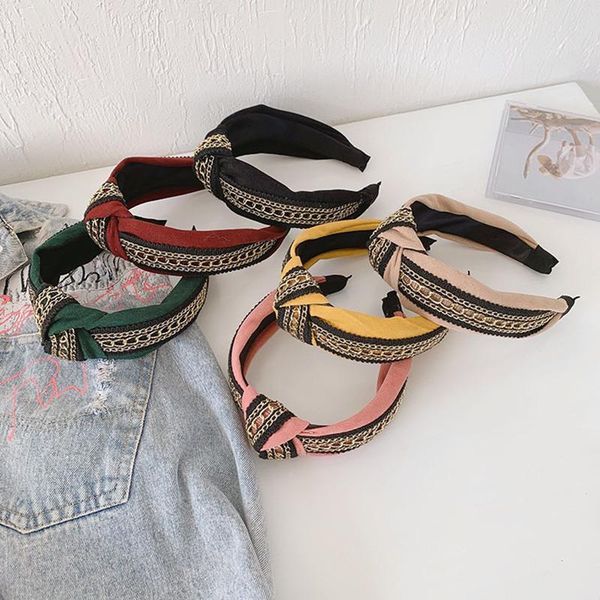 

hair accessories fashion woman wide-brimmed satin headbands retro alloy chain hairband wild boutique washing band headwear