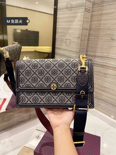 

2021 new tb women's old flower denim canvas large small square bag mini one shoulder portable messenger organ women
