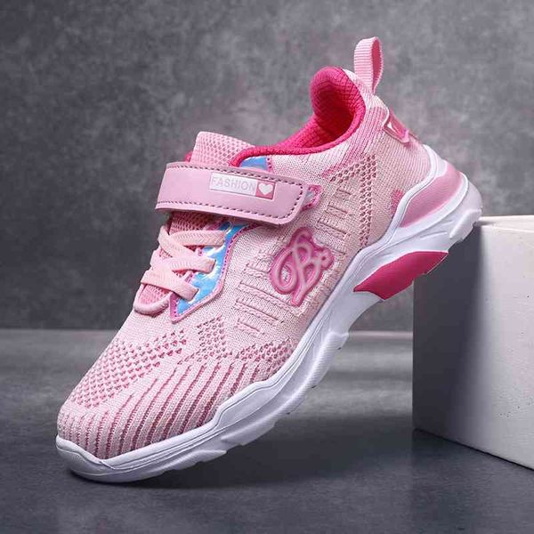 

girls' sports breathable 2019 spring and autumn children's boys' flying woven double mesh shoes big boys, Black