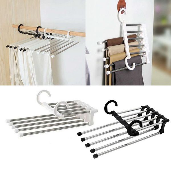

laundry bags magic 5-in-1 stainless steel multifunctional hook pants closet belt hooking rack space saving