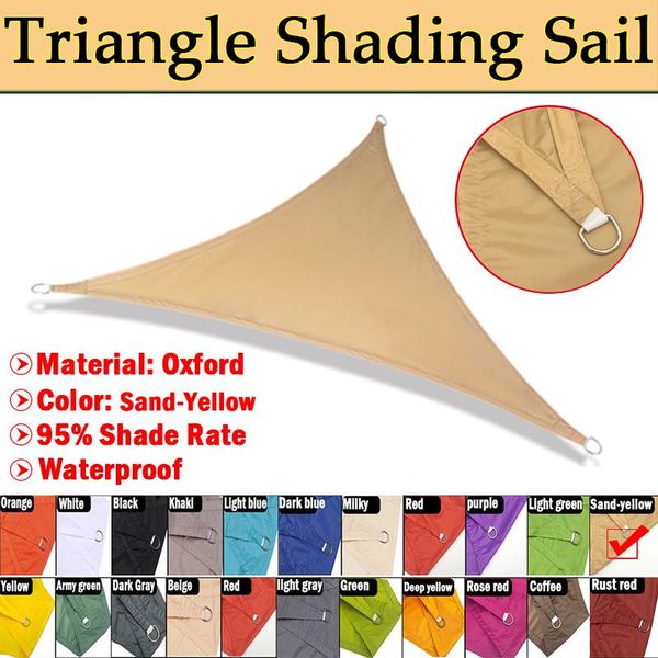 

shade 200gsm sand-yellow color waterproof sun sail garden patio oxford cloth outdoor beach camping swimming pool triangle sails