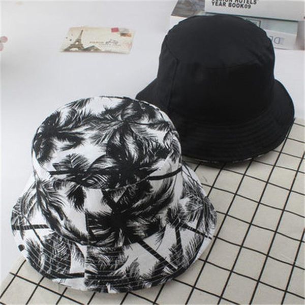 

berets 2021 double sided fedoras sun hats women sunscreen bucket men sunbonnet solid color summer beach cap, Blue;gray