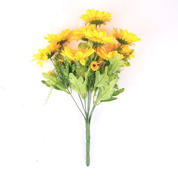 Venda por atacado flores artificiais 10 garfos girassol grande buquê de flor de seda para casa / decorações de casamento