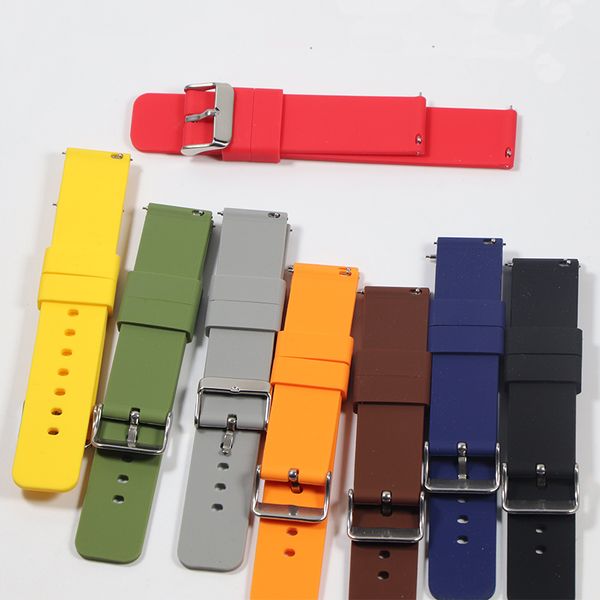 

silicone rubber watchband 16mm 18mm 20mm 22mm women men watch band strap waterproof sports watch belt polished buckle, Black;brown