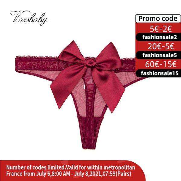 

women's panties varsbaby lace transparent thong bow briefs mesh, Black;pink