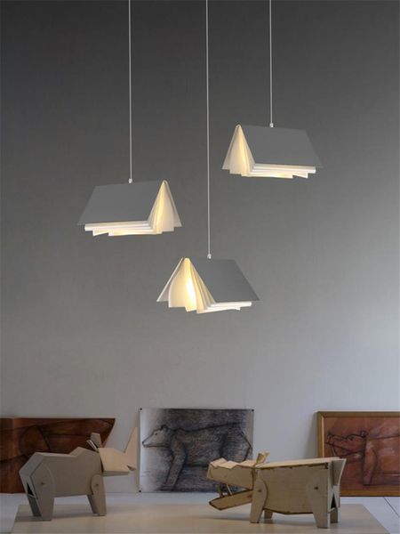 

pendant lamps nordic folded book lights bedroom bedside modern study aisle cabinet bar dining room hanging light decor lighting