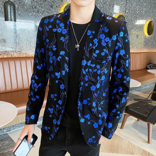 

men's suits & blazers 2021 fashion printed slim fit suit overcoats male asual business daily jackets men casual w351, White;black