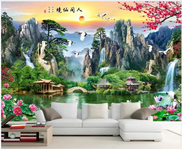 Обои 3D обои Обои Custom Po настенные китайские китайский стиль горный водопад течет украшение воды для стен в рулонах