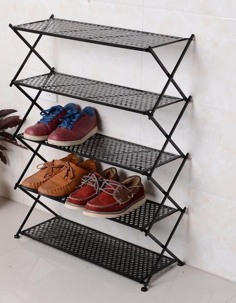 

clothing & wardrobe storage black five-story shoe rack simple living room bathroom retro wrought iron