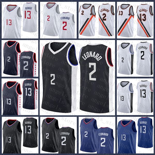 2021 Nova camisa de basquete Kawhi 2 Leonard Mens Paul 13 George Black