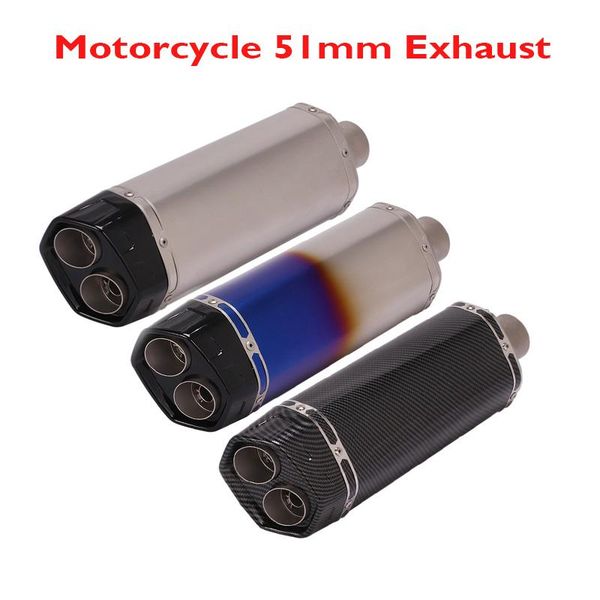 

51mm motorcycle exhaust pipe double-hole tip muffler escape for universal system