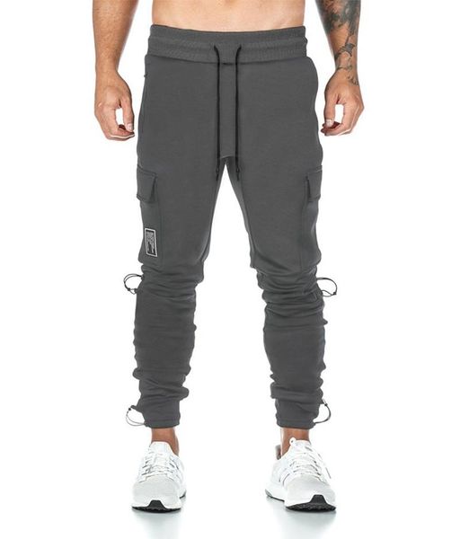 

men's pants brand men cargo joggers sweatpants casual male sportswear solid multi-pocket trousers hip hop harem, Black
