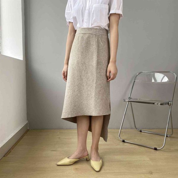 

skirts winter women high waist knit womens fashion straight skirt femme solid irregular split streetwear lh08, Black