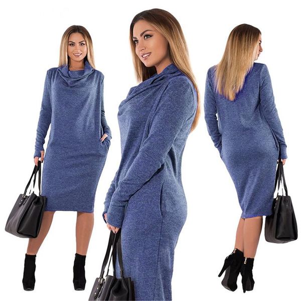 

casual dresses high women 2021 fashion party office autumn winter dress female pocket slim elegant vestidos de fiesta plus size 6xl, Black;gray