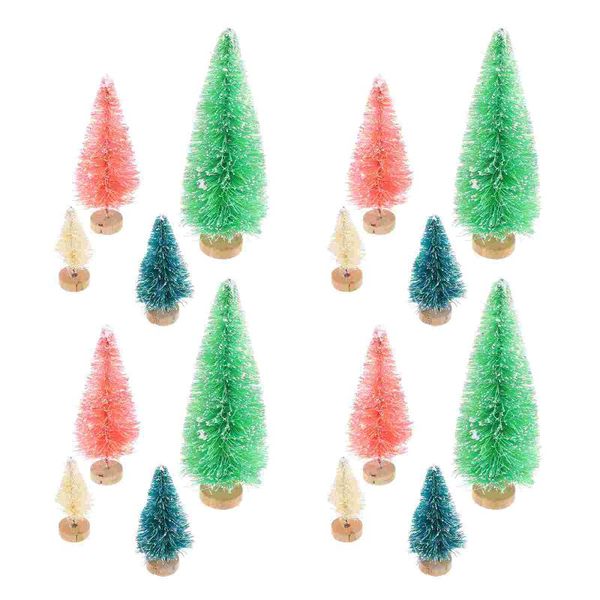 

christmas decorations 16pcs mini trees sisal with wood bases miniature pine