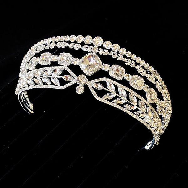 

hair clips & barrettes bridal crowns accessories for women luxury alloy inlaid rhinestones retro shiny tiaras elegant wedding headwear forse, Golden;silver