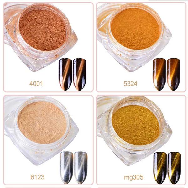 

nail glitter 3 boxes/set 3d cat eye magnet powder magnetic mirror effect pigment art decorations polish gel dust 1g, Silver;gold