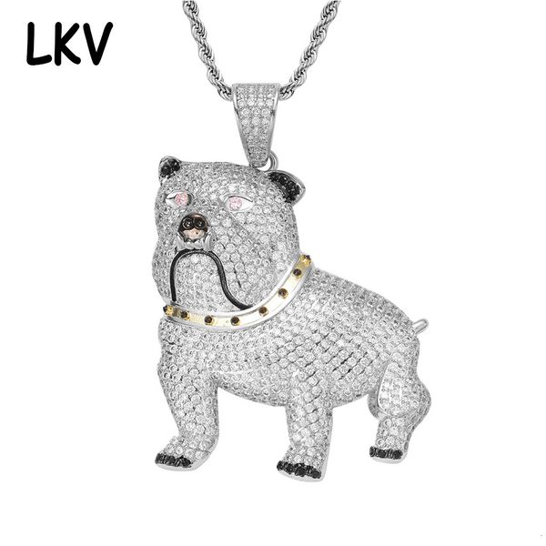 

hiphop hip hop zircon necklace 18k gold plated bulldog pendant cute dog, Silver