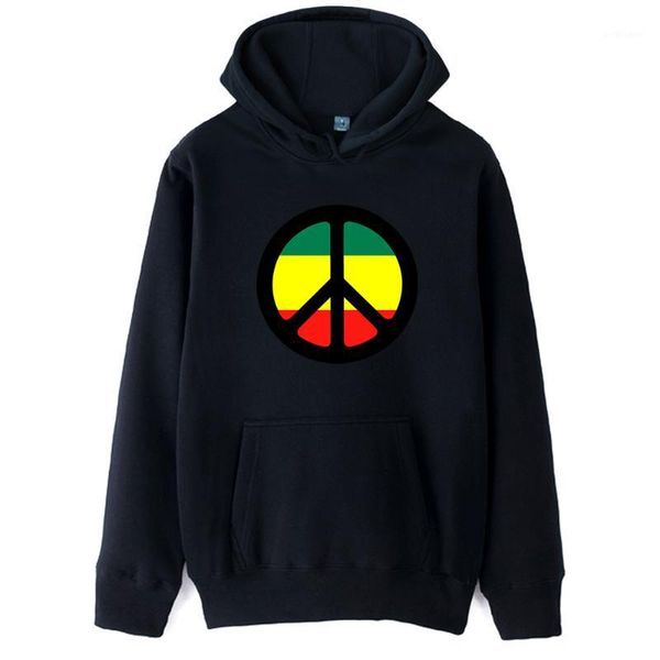 

men's hoodies & sweatshirts peace sign ancient symbols jamaica bob marley nuclear disarmament man boys hoodie couple clothes autumn win, Black