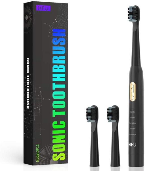 

smart electric toothbrush sonic battery for adults and kids, 3 dupont brush heads, with 5 modes waterproof ipx7
