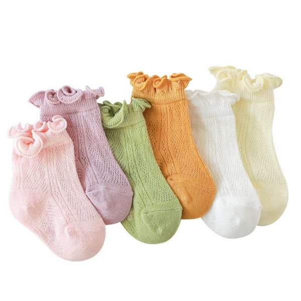 

baby socks girls princess pure color lace children cotton, Pink;yellow