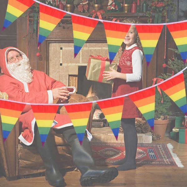 

party decoration 5m/10m 15flags/30flags triangular rainbow bunting pennant flags gay pride birthday banner