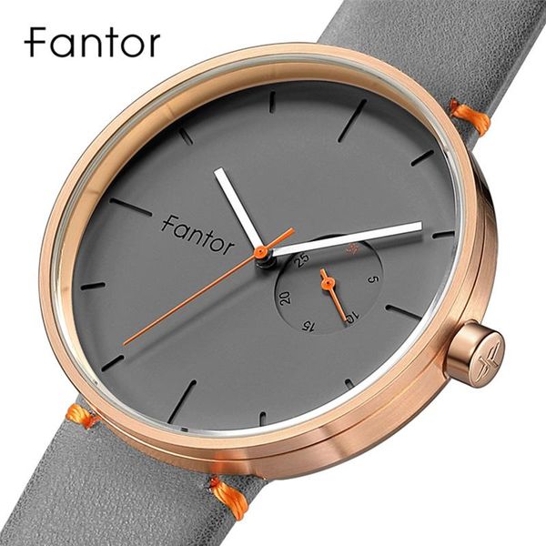 

wristwatches fantor men's brand minimalist luxury casual man quartz leather wrist fashion slim thin watches, Slivery;brown
