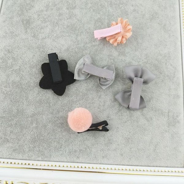 

korea style cute girl flower bow hairpin set sweet simplelovely clip for children's fashion hair accessories, Slivery;white