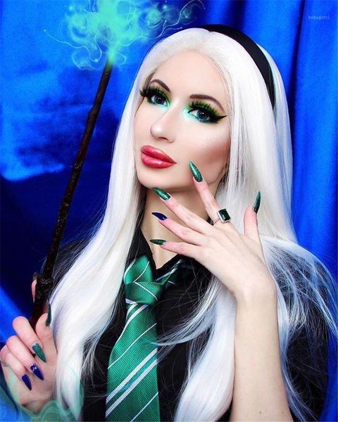 

white color synthetic silky straight wig cosplay soft hair for women machine made heat resistant fiber wigs1, Black