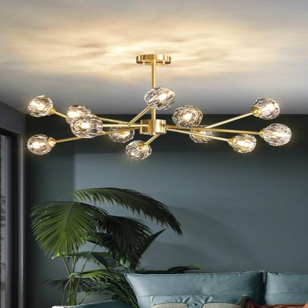 

all copper living room chandelier light luxury lamp in the nordic lamps modern minimalist creative net red crystal wallpapers