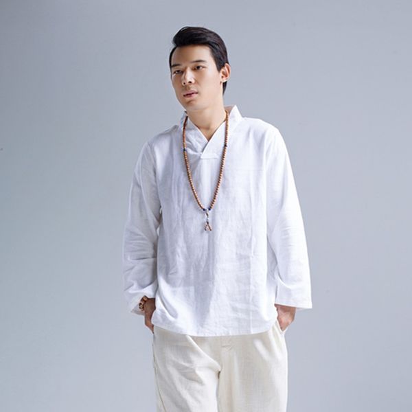 

oriental clothes mens oriental shirts hanfu blouse cheongsam linen vintage traditional chinese clothing for men 12077, Red