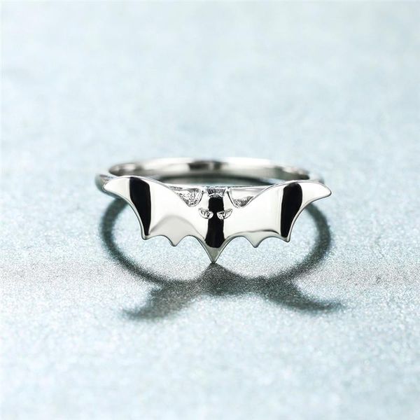 

wedding rings unique female small crystal stone ring charm silver color for women punk halloween bat thin engagement, Slivery;golden