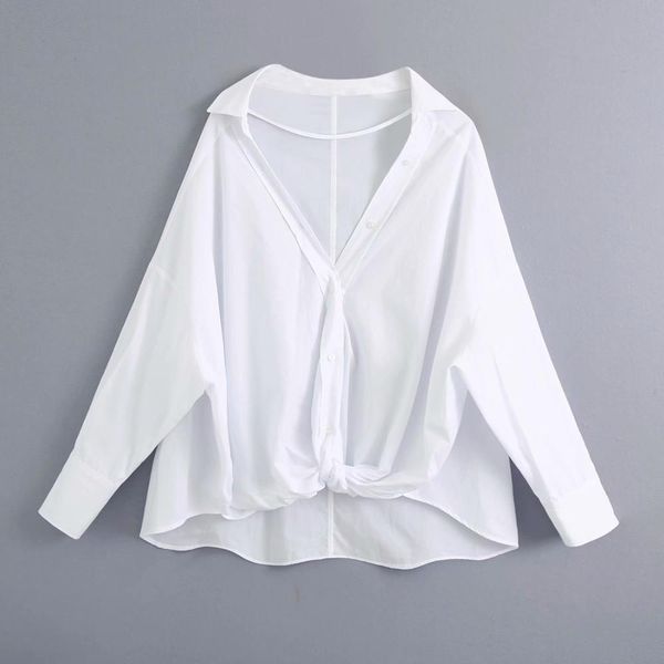 

autumn women white solid full sleeve v-neck shirt fashion casual female 210517