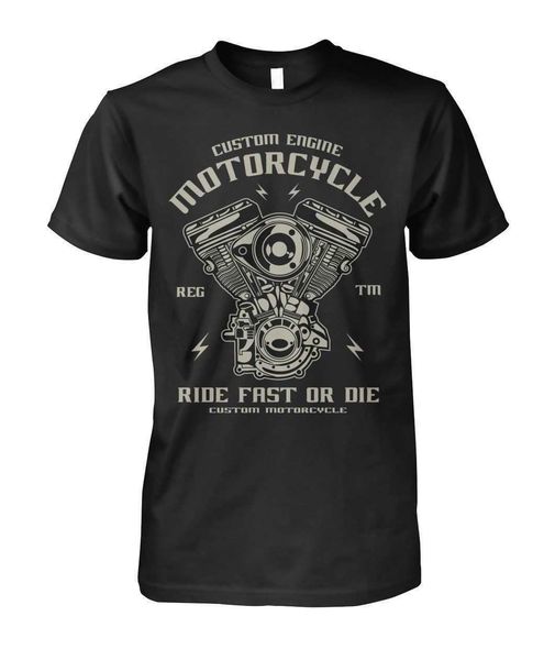 

funny casual short sleeve tshirts biker tshirt custom engine motorcycle ride fast or die mans shirt t-shirt q190518, White;black