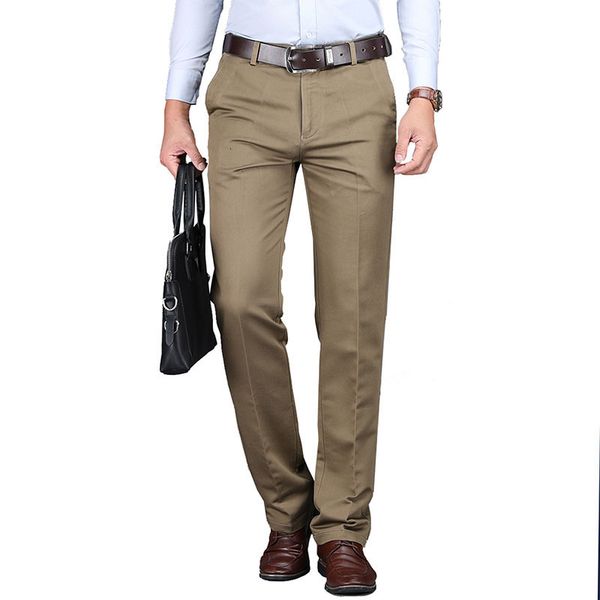 

men's pants casual trousers of classic men cotton in a straight line formal men's big mark suit pantalones homme, Black
