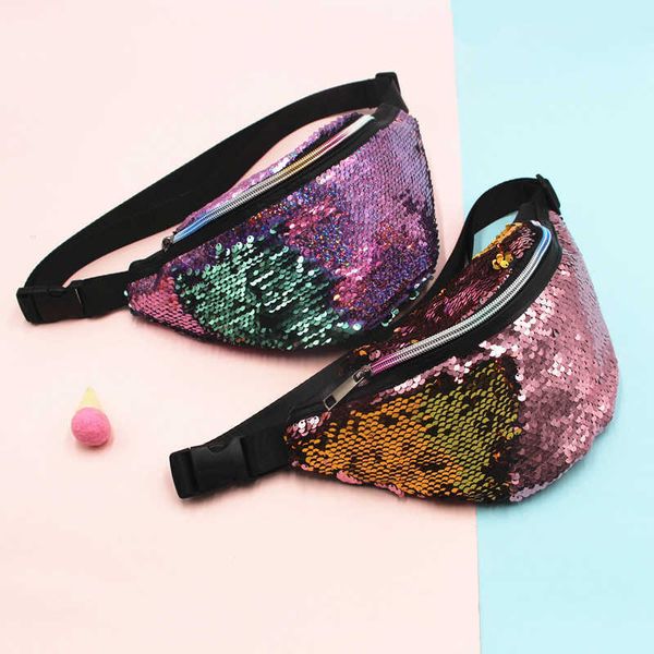 

women's waist bag mermaid sequin fashion sports single shoulder menger women