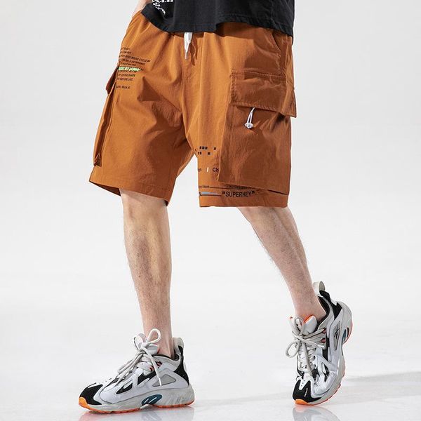 

men's shorts ins japanese streetwear casual cargo men pockets harajuku hip hop short pants jogger summer oversize loose thin outdoor, White;black