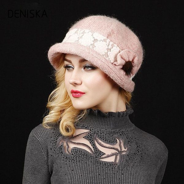 

stingy brim hats 2021 autumn and winter women's hat ladies woolen fashion dome elegant girl warm, Blue;gray