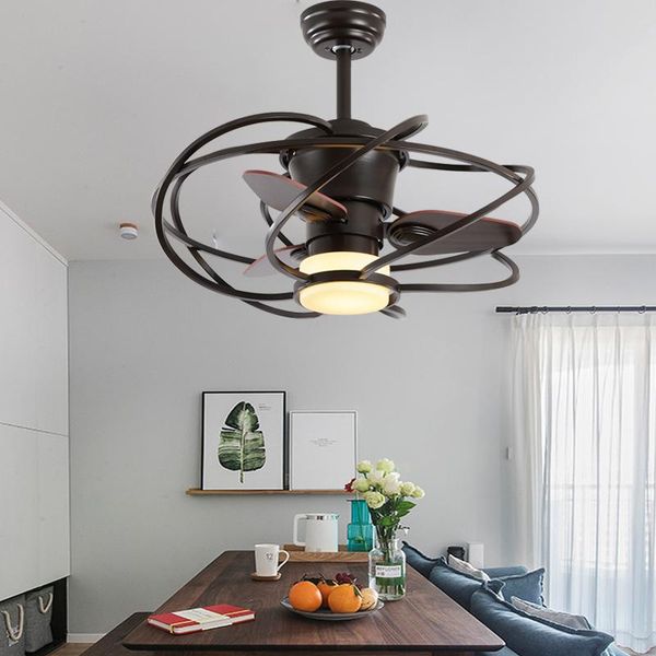 

electric fans creative american wooden ceiling fan light retro metal restaurant bar led mute bedroom lamp wf820439