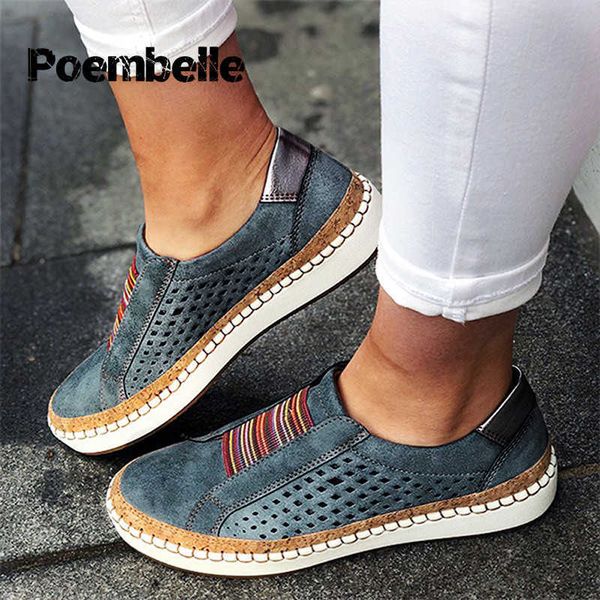 

2021 women slip on sneakers shallow loafers vulcanized shoes breathable hollow out casual ladies shoes woman plus size dropship y0907, Black