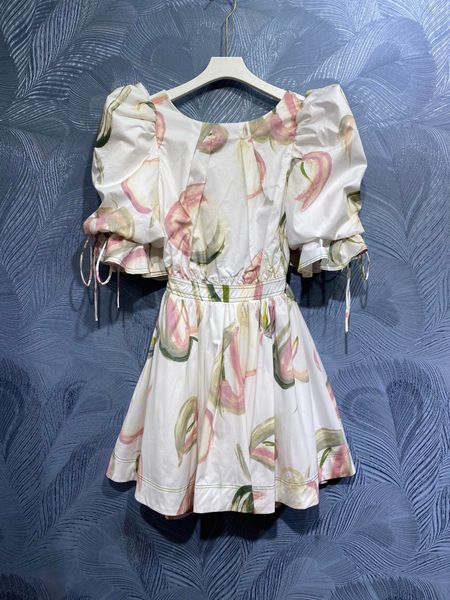 

new peach bubble sleeve open back dress in spring and summer 2021, Black;gray