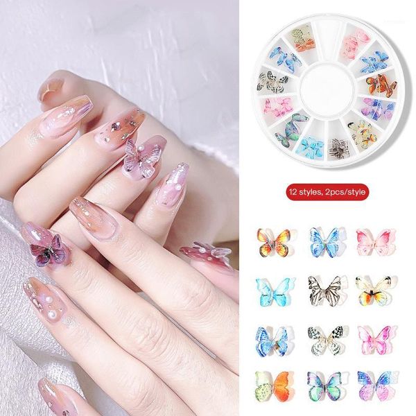 

styles nail accessoires butterfly box acrylic art decorations color diy design for manicure tools supplies1, Silver;gold