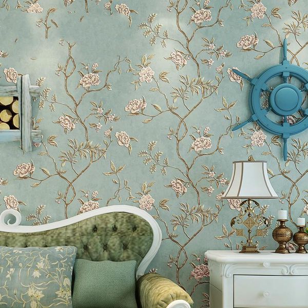 

wallpapers 3d green teal floral embossed wallpaper for bedroom living room walls romatic red flower wall paper home decor beige